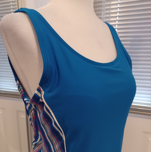 4/$40 Blue Striped Swimsuit (1 Piece) - Size 14 - Picture 2 of 9